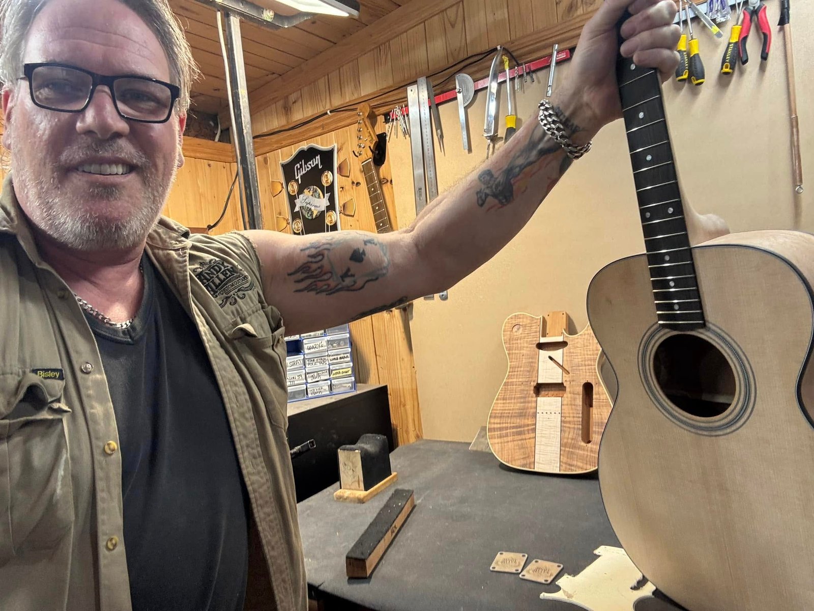 Andy with part-built guitar